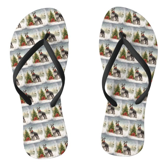 Tongs Schnauzer Chien à Noël de neige (Semelle)