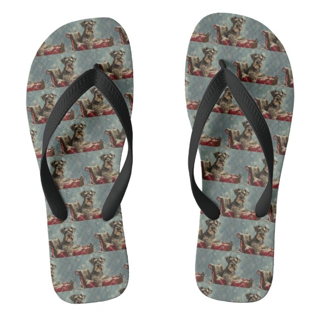 Tongs Schnauzer Chien Festif de Noël (Semelle)