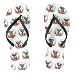 Tongs Schnauzer Christmas Wreath Festive Pup