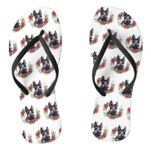 Tongs Scottish Terrier Christmas Wreath Festive Pup