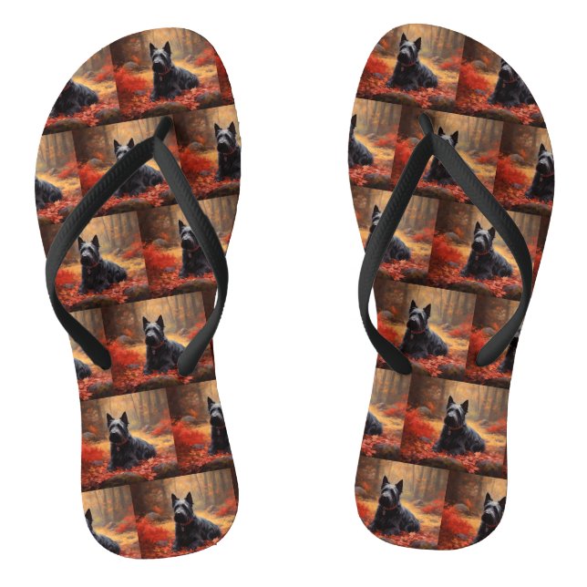 Tongs Scottish Terrier en automne Leaves Fall Inspire (Semelle)
