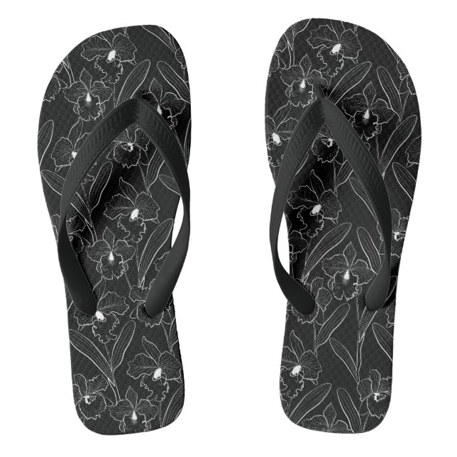 Tongs Seamless sketched orchid cattleya flowers tropical (Semelle)