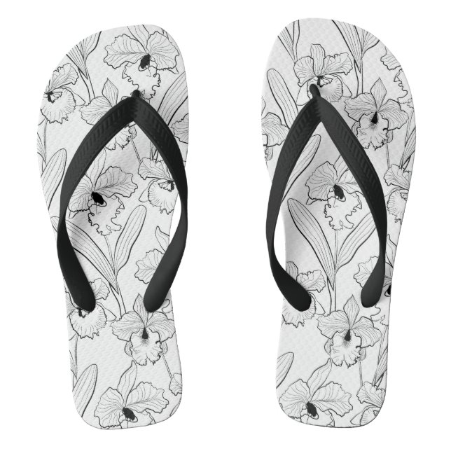 Tongs Seamless sketched orchid cattleya flowers tropical (Semelle)