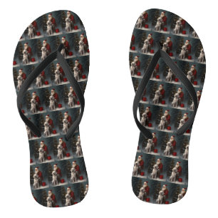 Tongs Setter anglais avec Noël Festif du Père Noël