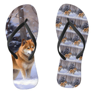 Tongs Shiba Inu Laissez Neige Noël