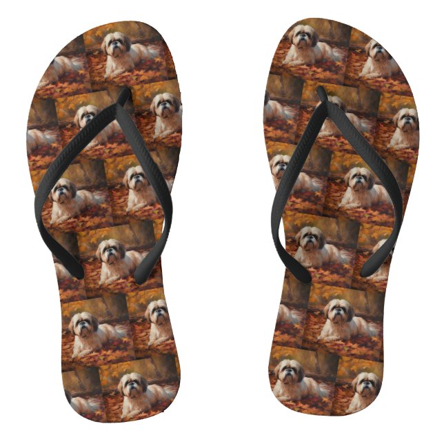 Tongs Shih Tzu à l'automne Feuilles automne Inspire (Semelle)