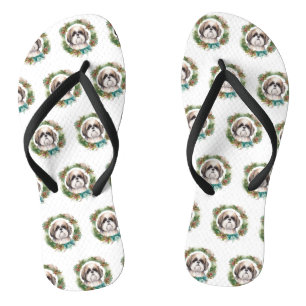 Tongs Shih Tzu Christmas Wreath Festive Pup