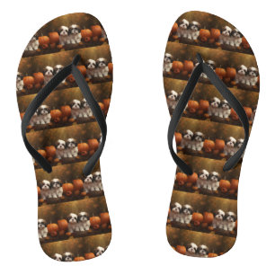 Tongs Shih Tzu Puppy Automne Citrouille de plaisir