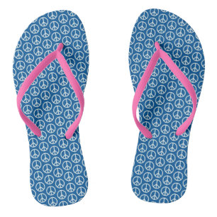Tongs Signes de paix rétro sur le bleu profond