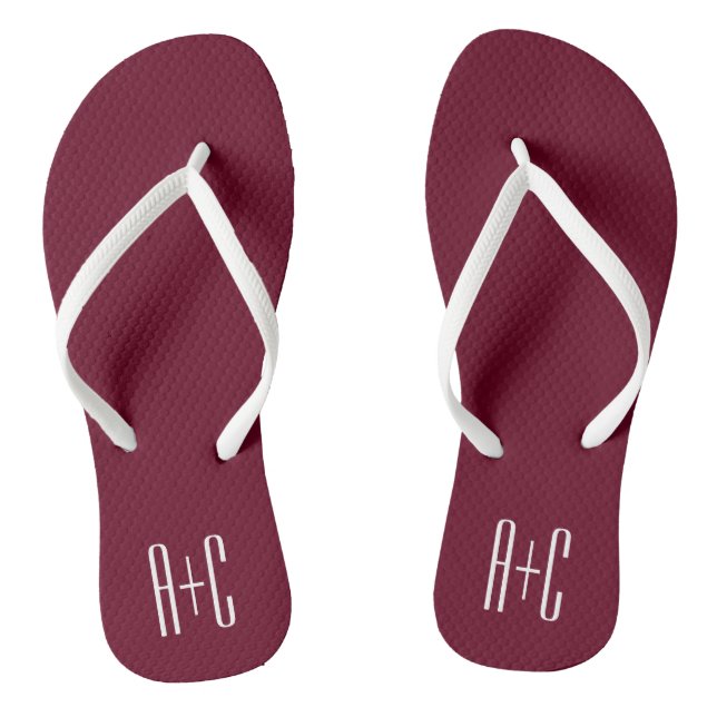 Tongs Simple Couples | White & Burgundy (Semelle)