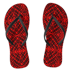 Tongs Simple Scribble   Carreaux miroir   Rouge  