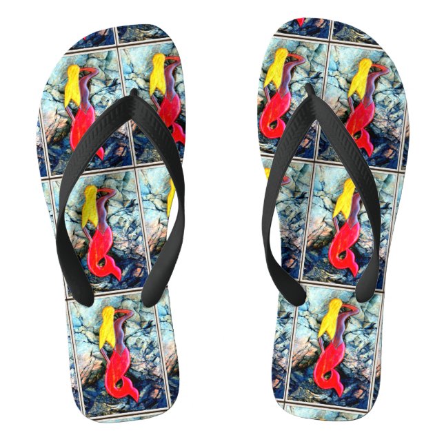 Tongs sirène blonde avec queue rouge (Semelle)
