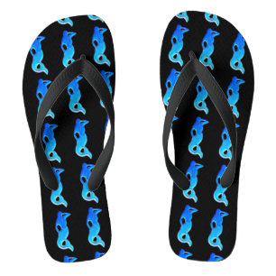 Tongs sirènes bleues sur noir