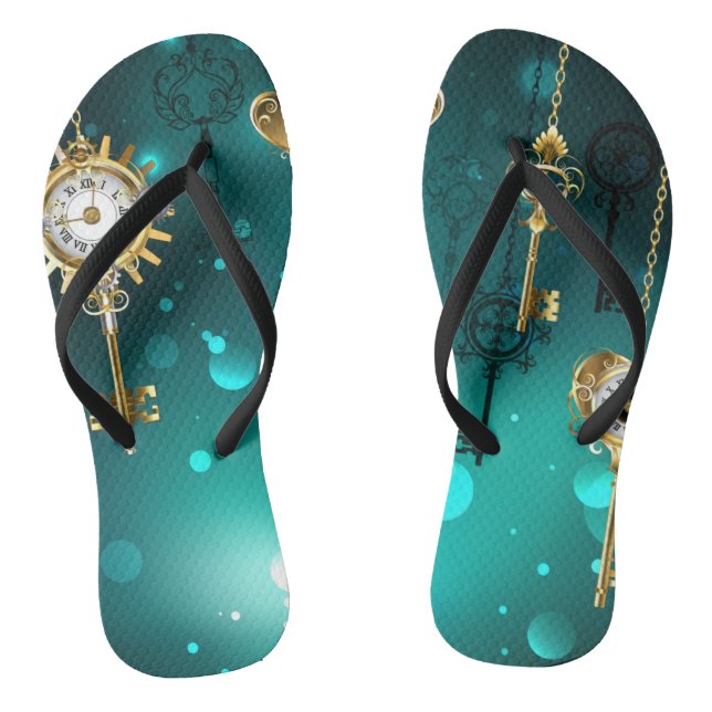 Tongs Skeleton Keys on Green Background (Semelle)
