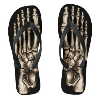 Tongs Skeleton Pieds Drôle Os Pieds Éffrayants Noir