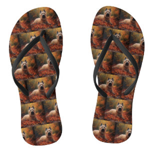 Tongs Skye Terrier dans les feuilles d'automne chute ins