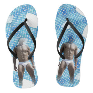 Tongs SlipperyJoe musculaire homme six pack abs mâle bla