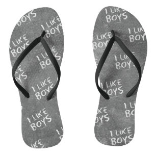 Tongs SlipperyJoe's J'aime les garçons tableau noir sale