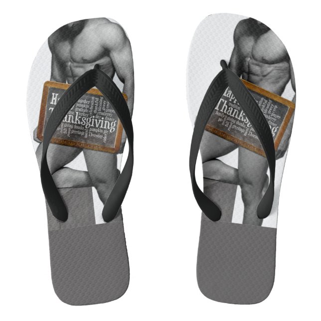 Tongs SlipperyJoe's Thanksgiving man hot six pack abs un (Semelle)