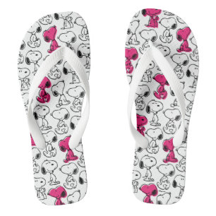 Tongs Snoopy Black & Magenta Motif