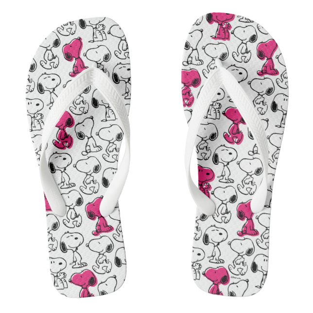 Tongs Snoopy Black & Magenta Motif (Semelle)