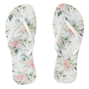Tongs Soft Pastel Rose Rose Flower Motif