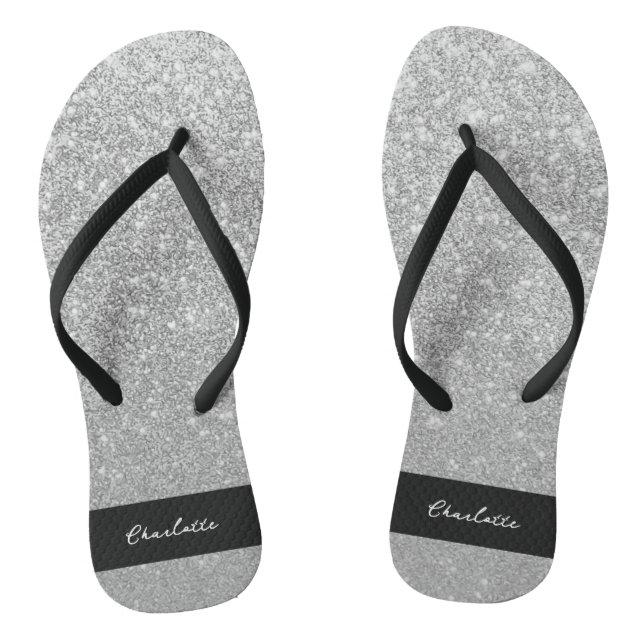 Tongs Sparkle de luxe Silver Nom de la Parties scintilla (Semelle)