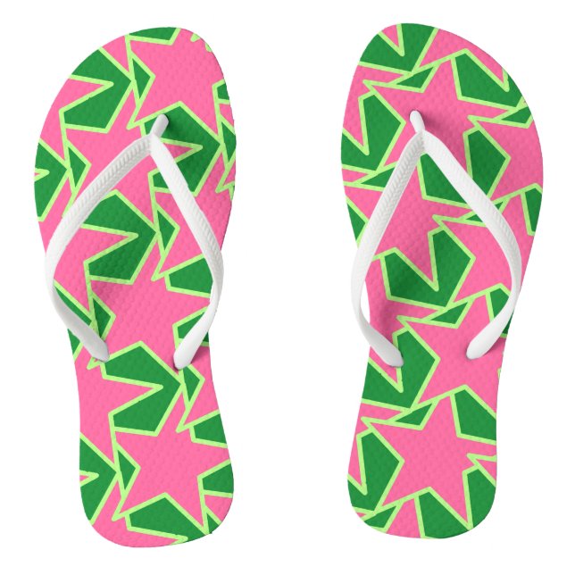 Tongs Star Géométrique moderne - pastèque rose et vert (Semelle)
