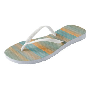 Tongs stries turquoise et pêche