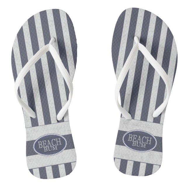 Tongs Stripes nautiques et Thème de Beach Bum (Semelle)