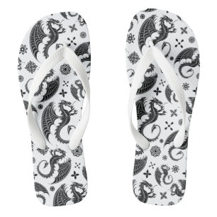 Tongs Style de tatouage en forme de dragon noir