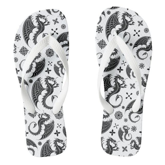 Tongs Style de tatouage en forme de dragon noir (Semelle)