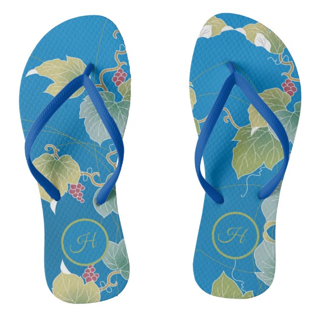 Tongs Style japonais Nature Botanique Plante Monogramme (Semelle)