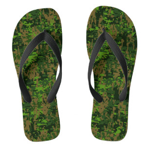 Tongs Style Woodland Camouflage vert numérique Accent