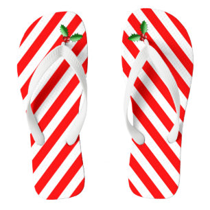 Tongs Sucre de canne Stripe & Holly Sprig Flip Flops