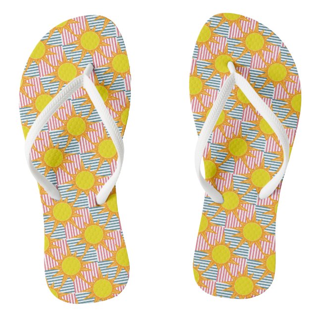 Tongs Sunny orange soleils blanc turquoise rose rayures (Semelle)