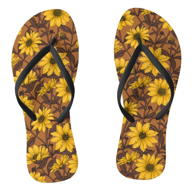 Tongs Sunroot, tournesol sauvage en jaune et marron (Semelle)