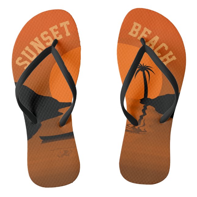 Tongs Sunset Beach Tropical Orange Sunset Art (Semelle)