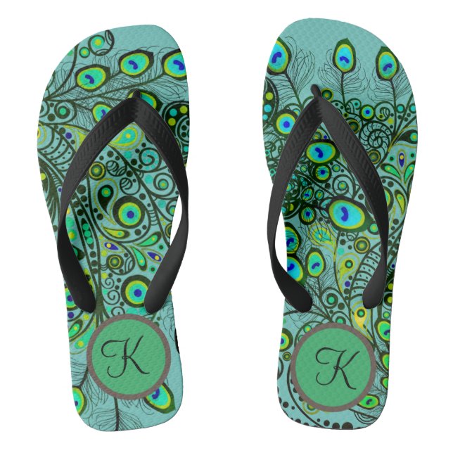 Tongs Super Monogramme Neon Green Peacock Feaths Flip F (Semelle)