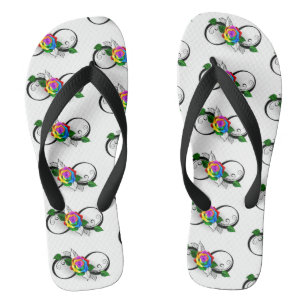 Tongs Symbole d'infini avec Rose arc-en-ciel