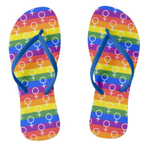 Tongs Symbole féminin Motif arc-en-ciel