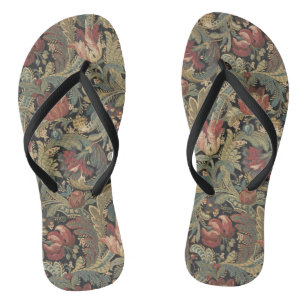 Tongs Tapisserie florale riche Brocade Antique Classique