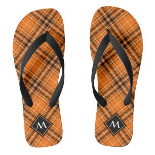 Tongs Tartan orange d'Halloween
