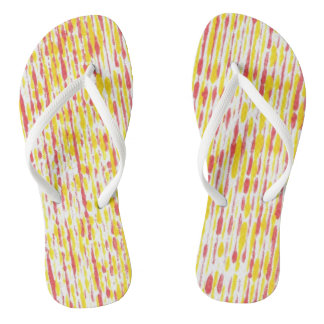 Tongs Tendance Rayures Pluie Orange Blanc Jaune