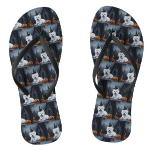 Tongs Terrier West Highland Blanc Citrouille Halloween