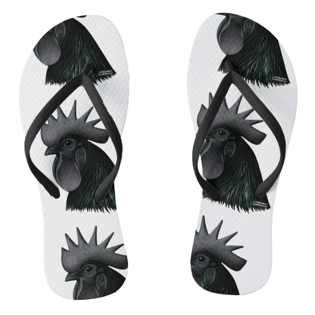 Tongs Tête de Rooster Ayam Cemani (Semelle)