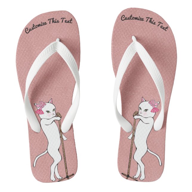 Tongs Texte personnalisé / Parties scintillant or Rose V (Semelle)