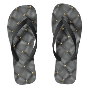 Tongs Texture en cuir brillant avec perles d'or
