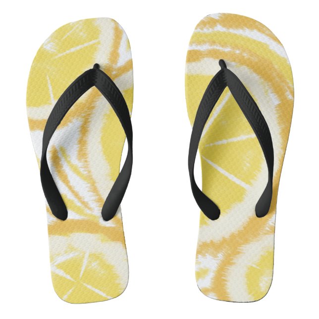 Tongs Tie Dye Lemon Abstrait Fruit Round (Semelle)