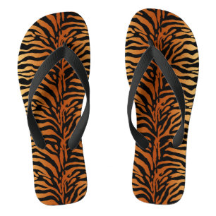 Tongs Tiger Stripes Poster de animal, Ambre, Noir et Tan